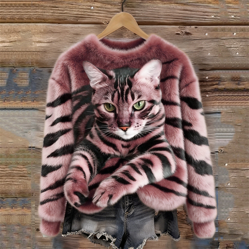 Marie™ | Soft Elegant Cat Print Sweater
