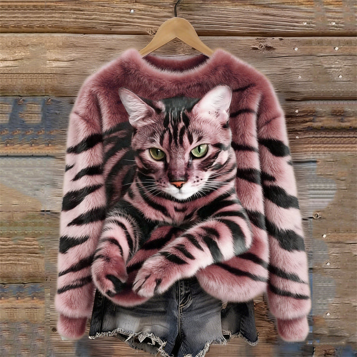 Marie™ | Soft Elegant Cat Print Sweater
