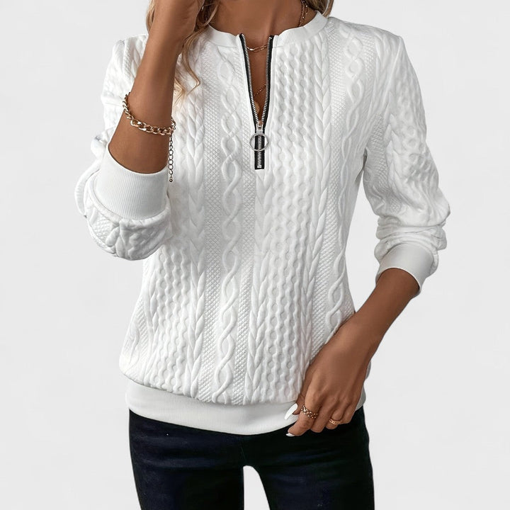 Minda - Women's Cable Knit Zip Sweater
