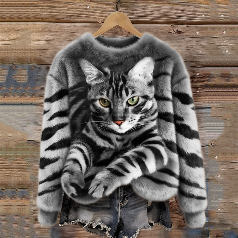 Marie™ | Soft Elegant Cat Print Sweater