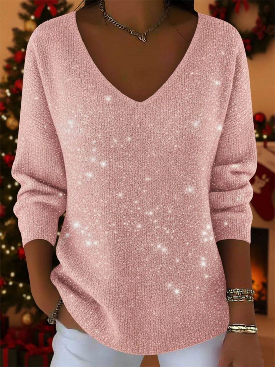 Maria - Festive V-Neck Sweater