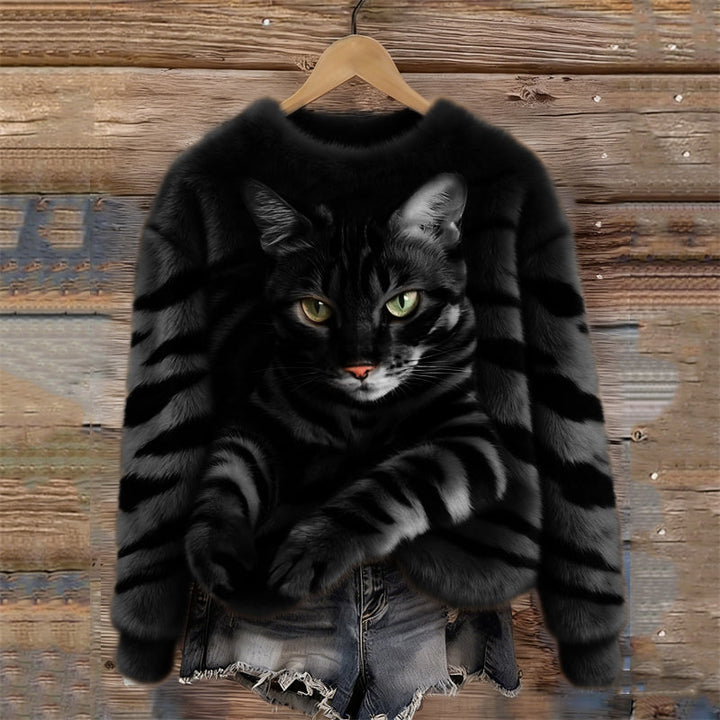 Marie™ | Soft Elegant Cat Print Sweater
