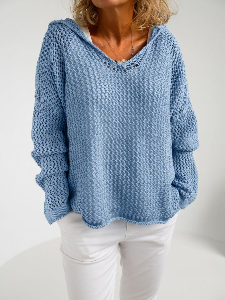 Évarielle™ — Open-Knit Sweater with Relaxed Collar