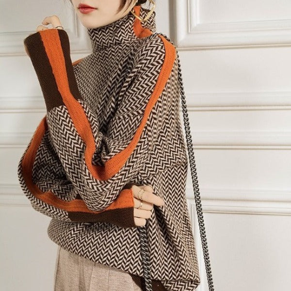 Beatriz - Turtleneck Sweater with Bold Contrast Stripes