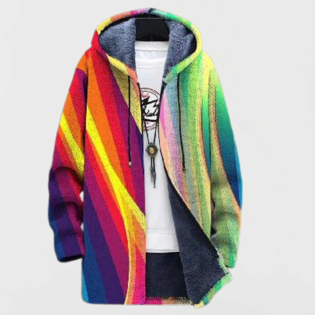 Vera | Women's Rainbow-Stripe Hooded Coat