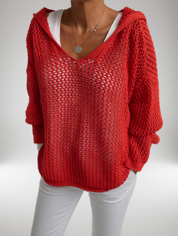 Évarielle™ — Open-Knit Sweater with Relaxed Collar