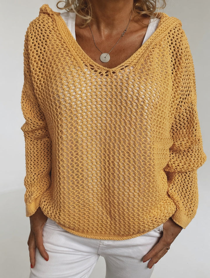 Évarielle™ — Open-Knit Sweater with Relaxed Collar