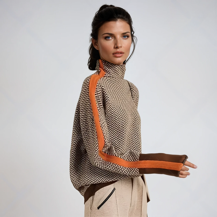 Clara™ | Contrast Stripe Turtleneck Sweater
