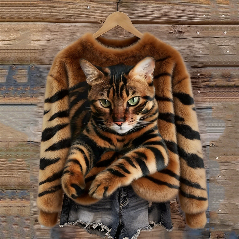 Marie™ | Soft Elegant Cat Print Sweater