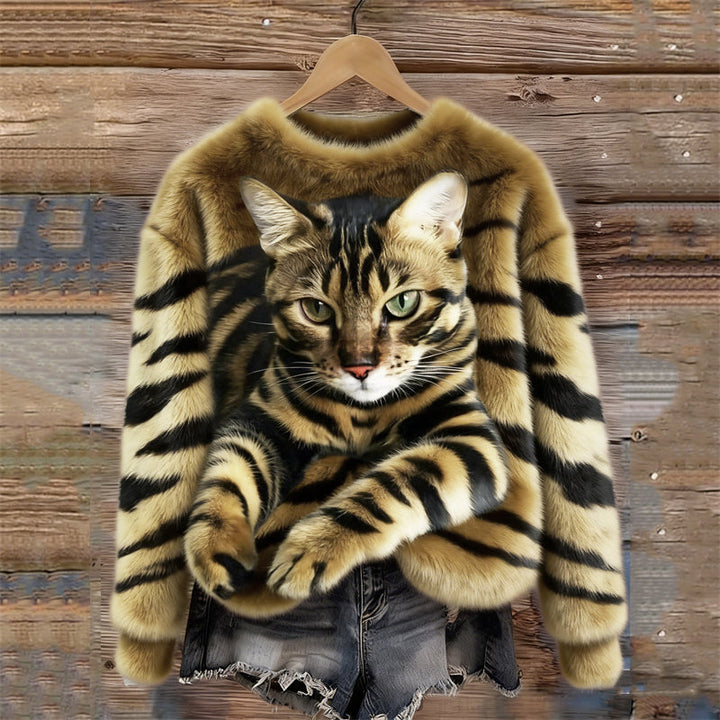 Marie™ | Soft Elegant Cat Print Sweater