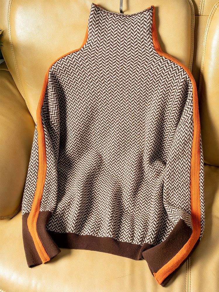 Clara™ | Contrast Stripe Turtleneck Sweater