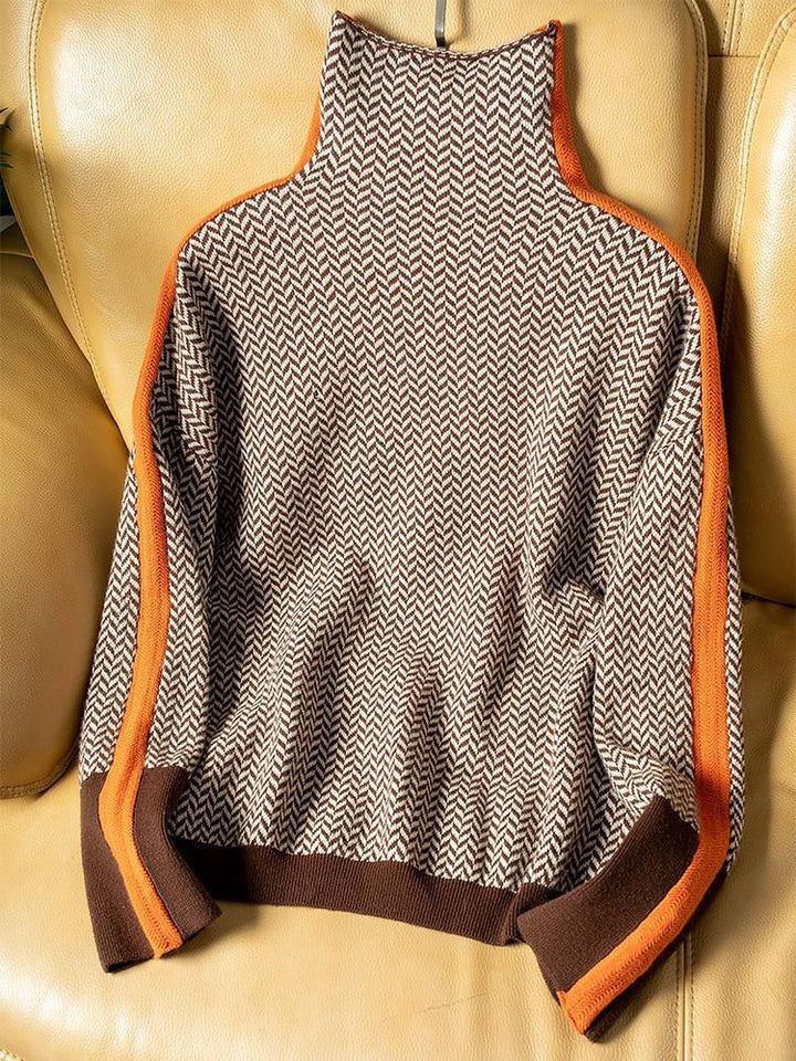 Clara™ | Contrast Stripe Turtleneck Sweater