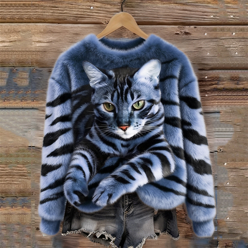 Marie™ | Soft Elegant Cat Print Sweater