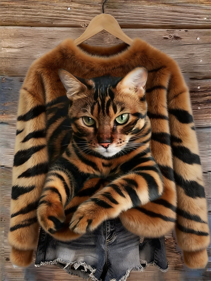 Marie™ | Soft Elegant Cat Print Sweater