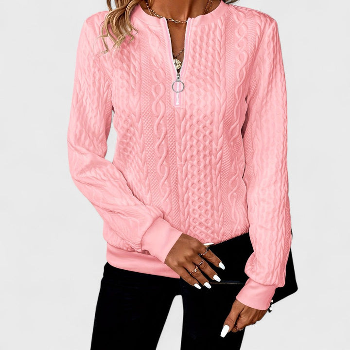 Minda - Women's Cable Knit Zip Sweater