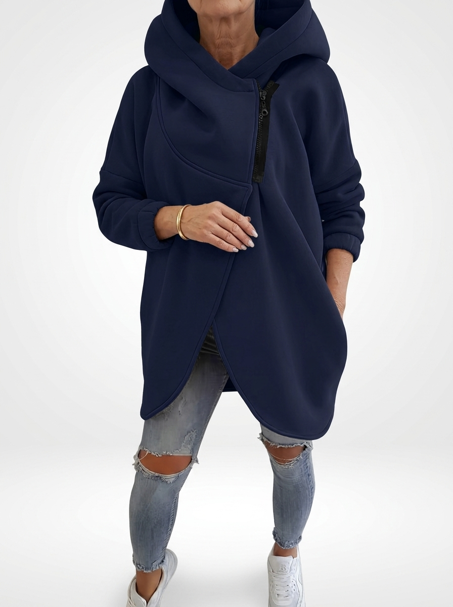 Doriane™ — Cosy Asymmetric Zip Sweatshirt, Urban Style