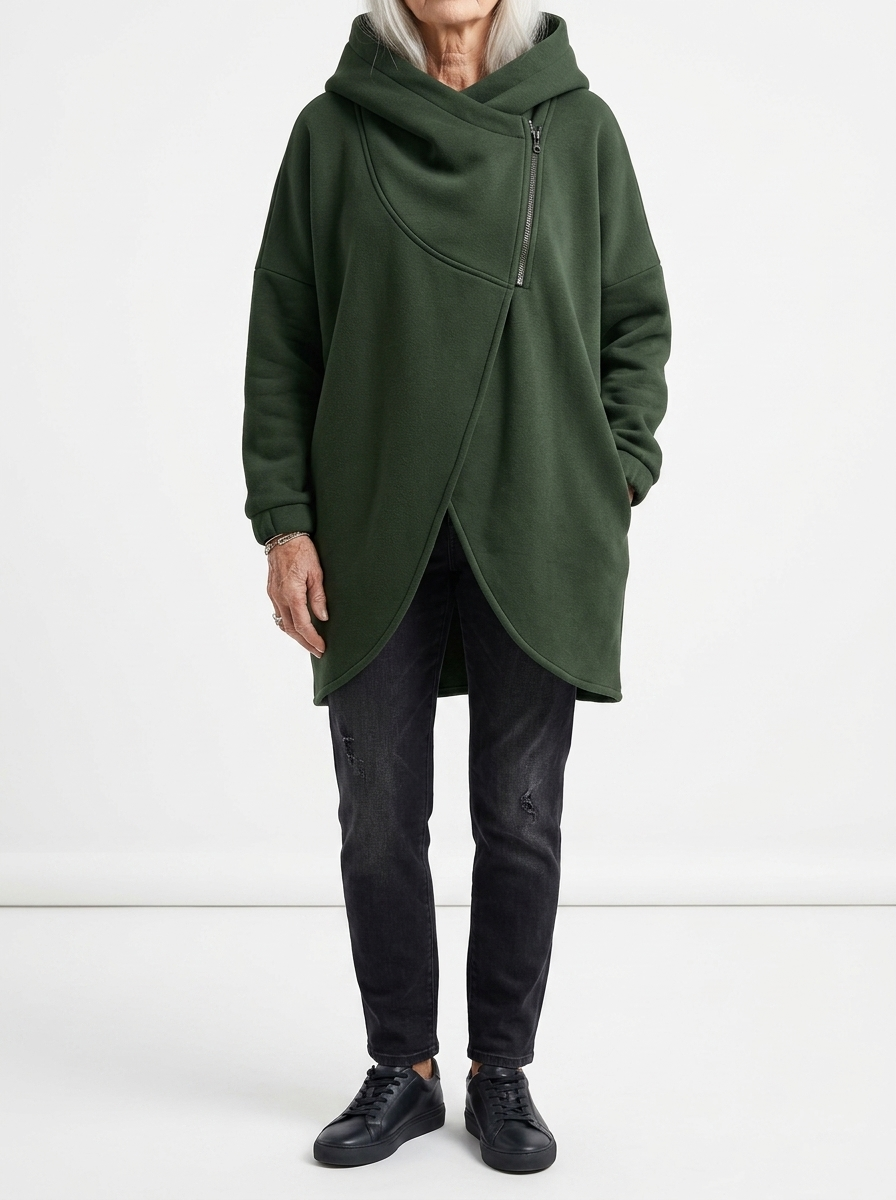 Doriane™ — Cosy Asymmetric Zip Sweatshirt, Urban Style